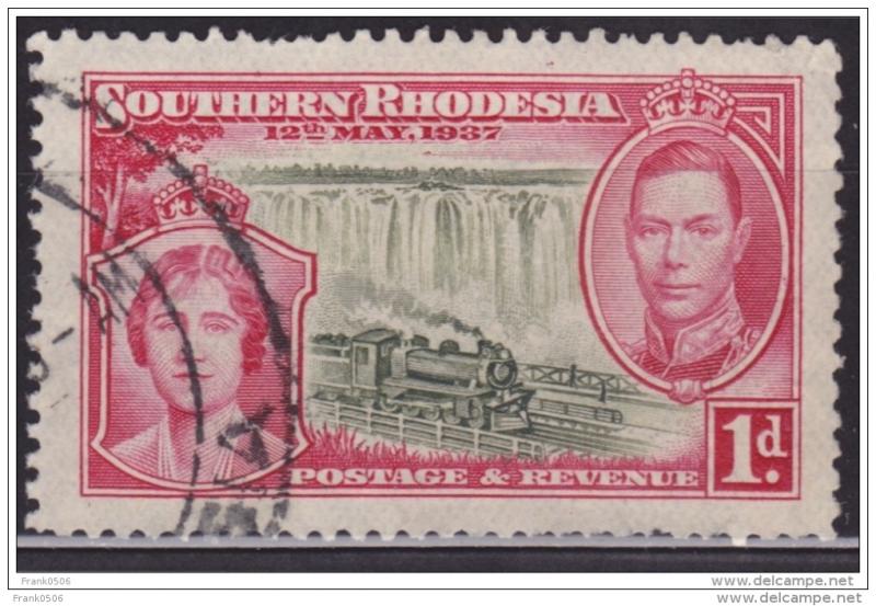 Southern Rhodesia 1937, Coronation, 1p, Scott# 38, used