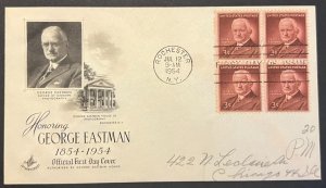 GEORGE EASTMAN #1062 JUL 12, 1954 ROCHESTER NY FIRST DAY COVER (FDC) BX5