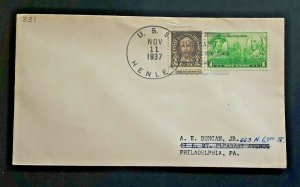 1937 Portland Oregon To Philadelphia Pennsylvania USS Henley Sunk Naval Cover