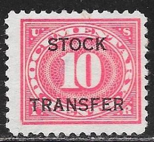 USA RD4: 5c Stock Transfer Revenue overprint, unused, NG, F-VF