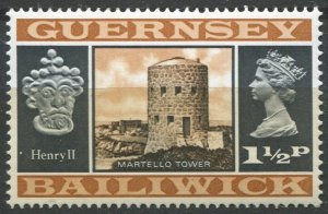 Guernsey  Sc#10 MNH, 1½p multi, Definitive Series 1969-1970: Views of Guerns...