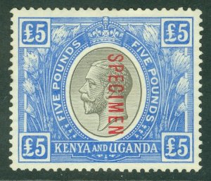 SG 99s KUT 1922-27. £5 black & blue, overprinted specimen. Fine lightly...