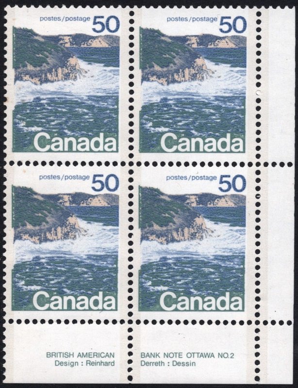 SC#598 50¢ Seashore Plate Block LL #2 (1972) MNH