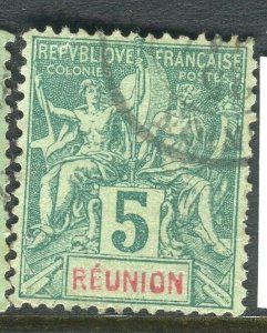 FRENCH COLONIES; REUNION 1890s classic Tablet type issue used 5c. value