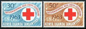 Kenya, Uganda, Tanzania 142-143, MNH. Intl. Red Cross Centenary, 1963