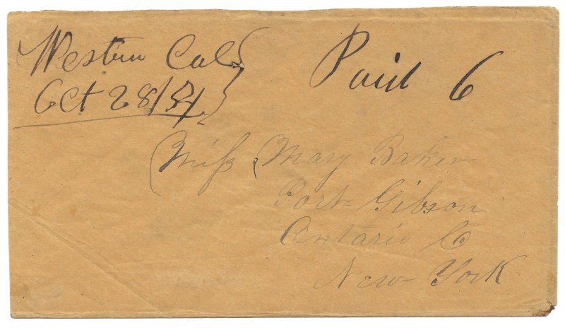 Doyle's_Stamps: Rare California Postal History Cover Western, Cal Manuscript