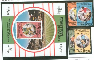 Maldive Islands #1176-1180 Mint (NH) Single (Complete Set) (Soccer) (Sports)