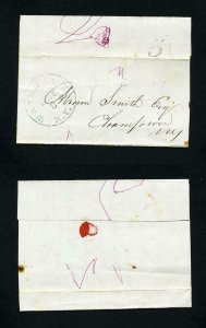 Stampless Letter from Watertown, NY to Champion, NY - 12-8-1852
