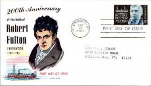 FDC 1965 SC #1270 Fluegel Cachet - Clermont, Ny - Single - J390