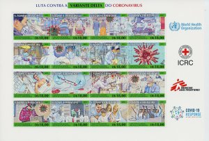 Sao Tome & Principe 2021 MNH Medical Stamps Corona Delta Variant 16v Green M/S