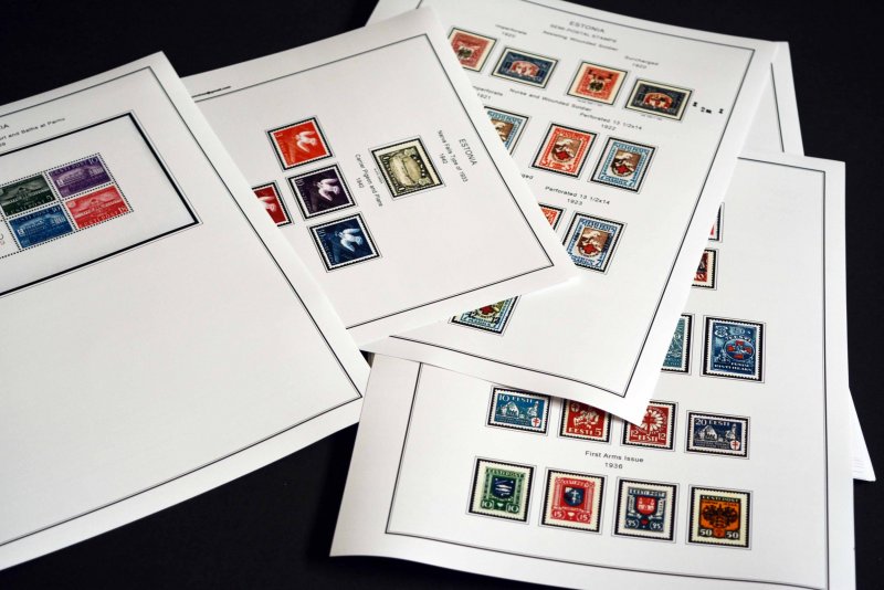 COLOR PRINTED ESTONIA 1918-2010 + 2011-2020 STAMP ALBUM PAGES (112 ill. pages)