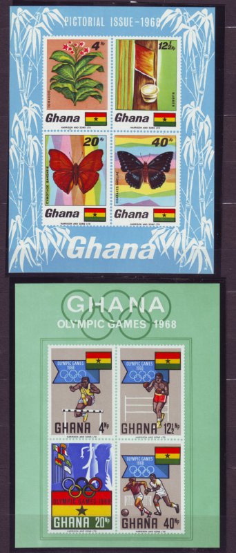 Z558 Jlstamps 1968 ghana s/s mnh #335a,343a