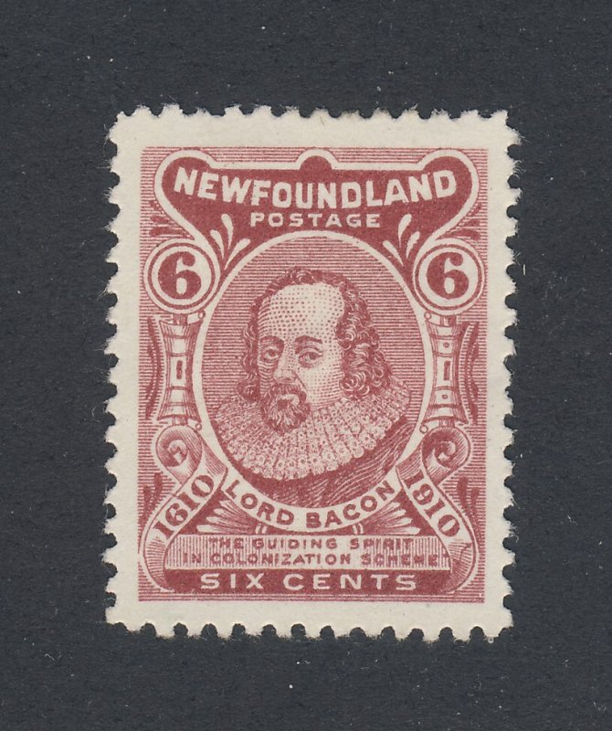 Newfoundland Mint Stamp; #92-6c Type 2 Lord Bacon Reg. Z Guide Value = $80.00