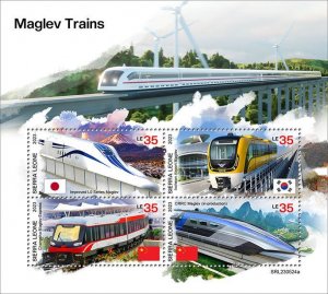 SIERRA LEONE - 2023 - Maglev Trains - Perf 4v Sheet - Mint Never Hinged