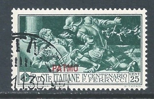 Italy-Patmo #13 Used 25c Maramaldi Killing Ferrucci Issue Ovptd. Patmo