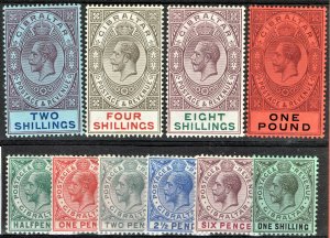 [mag620] GIBRALTAR 1912 ½d to £1 SG#76/85 MLH cv:£325/$410