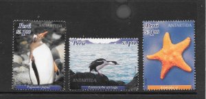 PERU #1398-1400 MARINE LIFE MNH