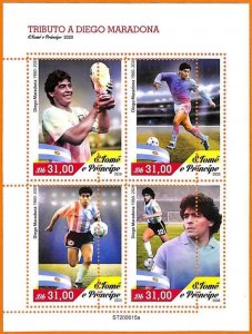 A6659 - SAO TOME & PRINCE, Error, 2020, MISSPERF MINIATURE S: Maradona,...-