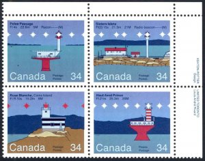 Canada Sc# 1066a MNH PB UR 1985 34c Canadian Lighthouses