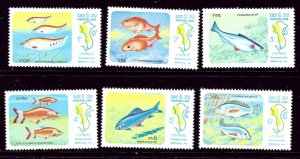 Laos 481-86 MNH 1983 Fish (ap3419)