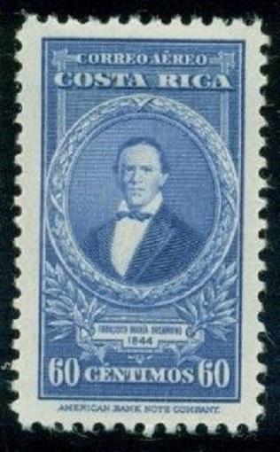 Costa Rica #C85 Air Mail Stamp 1943 60c. Portrait Type of 1943-47 Used Postmark