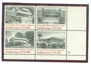 United States #2022a Mint (NH) Plate Block (Architecture)