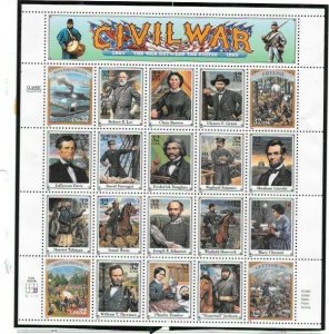 U S STAMPS MINT SHEETLET VF MNH 2975 CIVIL WAR SHEET 