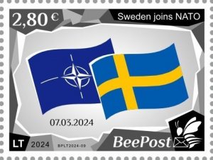 Lithuania 2024 Baltic - NATO sea Sweden joins NATO BeePost stamp MNH