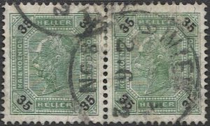 AUSTRIA 1901  Sc 79  35h w/bars  Used pair VF WIEN postmark/cancel