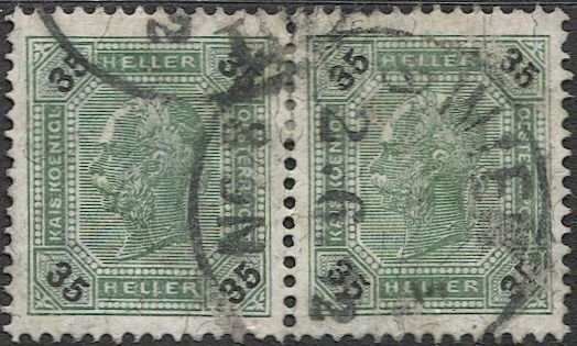 AUSTRIA 1901  Sc 79  35h w/bars  Used pair VF WIEN postmark/cancel