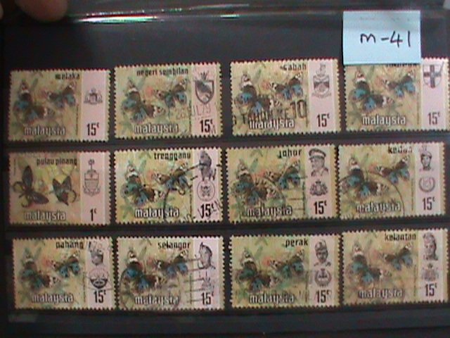 ​MALAYSIA-1971 -MILITARY-LOVELY BUTTERFLIES USED 12 STAMPS-#M41 -VERY FINE