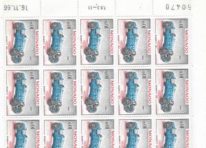 MONACO MNH SHEET OF 30 SC#648 BUGATTI RACE CAR NICE SHEET