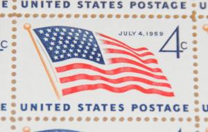 1959 sheet, 49 star Flag issue Sc# 1132