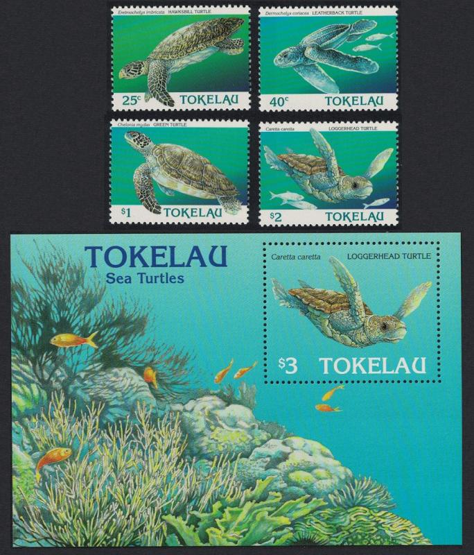 Tokelau Sea Turtles 4v+MS SG#234-238 SC#217-221