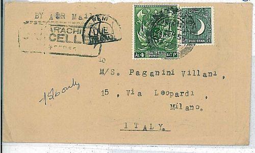 09422 - PAKISTAN -  POSTAL HISTORY  - COVER TO ITALY  1955