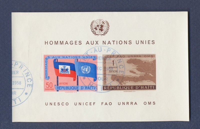 HAITI  - Scott C135a - used  S/S - Flag, Map, UN --b