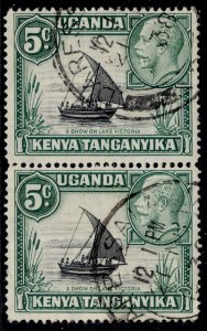 KENYA UGANDA TANGANYIKA GV SG111a, 5c  ROPE JOINED vertical pair, FU. Cat £16.