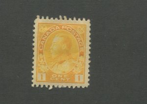 King George V 1922 Canada 1c Orange Yellow Postage Stamp #105 Value $25