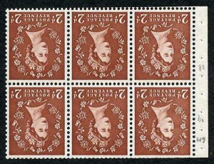 SB79a 2d Light Red-brown booklet pane Wmk Crowns Inverted U/M