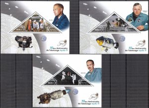 Ivory Coast 2019 Space 50 Years of Mission Apollo 11 3 S/S MNH