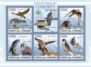 COMORES 2009 SHEET LES FAUCONS HAWKS AVES FALKEN BIRDS OF PREY OISEAUX cm9418a