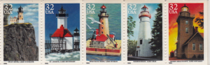 United States #2973a Lighthouse Booklet strip 5 MNH, Please see the description.