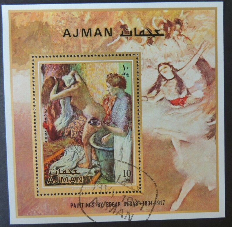 AJMAN 1971 Edgar Degas paintings VFU art ballet nudes