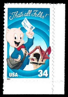 PCBstamps   US #3535a 34cPorky Pig at Mailbox, MNH, (5)