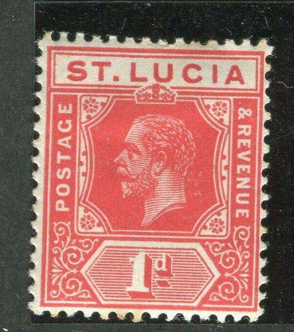 ST.LUCIA; 1912 early GV issue fine Mint hinged Shade of 1d. value