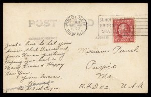 USA 1922 Honolulu Hawaii Private Water Buffalo RPPC Cover USED 97022