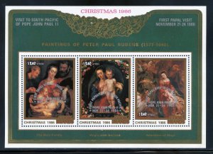 Cook Is. B103 MNH,  1st John Paul II Visit Silver Ovpt Souvenir Sheet from 1986.
