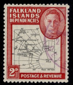 FALKLAND ISLANDS - Dependencies GVI SG G3, 2d black & carmine, FINE USED.