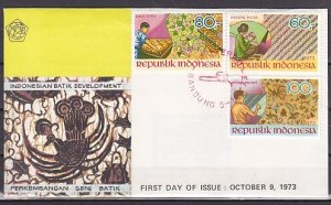 Indonesia, Scott cat. 852-854. Crafts and Patterns issue. First day cover.