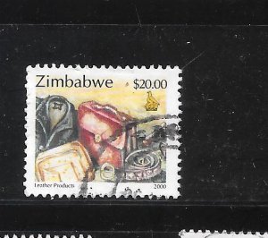 ZIMBABWE SC#  850 $20 LEATHER PRODUCTS DEFINITIVE POSTALLY USED XF RECENT  STAMP